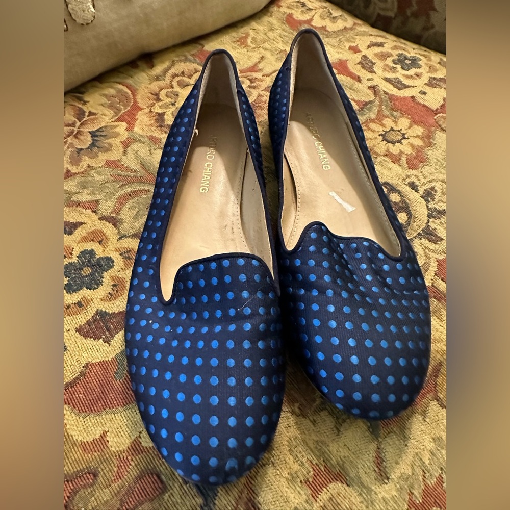 Arturo Chiang Gorgeous Blue Polka Dot Shoes size 7.5